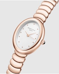 Rosefield - Ovale White Matte Rose Gold-Tone Bracelet Watch