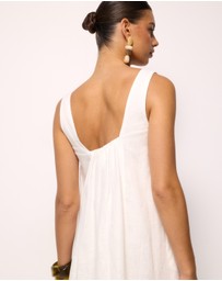 AERE - Ash Square Neck Linen Midi Dress