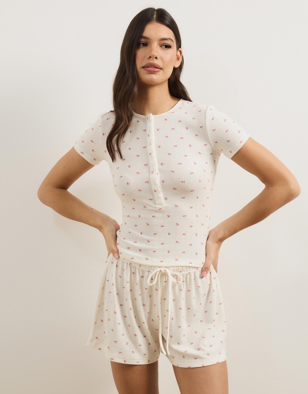 Atmos&Here - Shaina Pointelle Henley Short Sleep Set