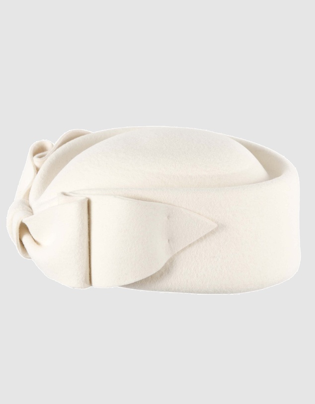 Max Alexander - Felt White Pillbox Hat