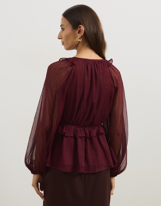 Atmos&Here - Piper V-Neck Ruffle Blouse