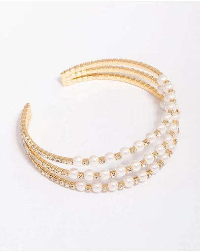 Lovisa - Gold Plated Triangular Cubic Zirconia Pearl Wrist Cuff