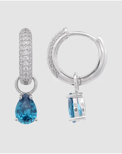 Georgini - GEORGINI WISTERIA DUO PEAR EARRINGS BLUE TOPAZ CZ SILVER