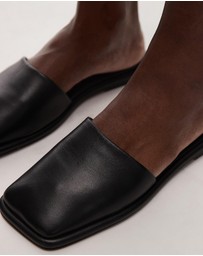 TOPSHOP - Almina Real Leather Square Toe Mules