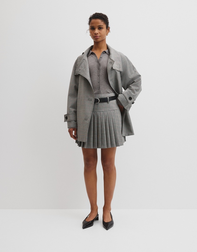 Country Road - Wool Blend Funnel Check Jacket