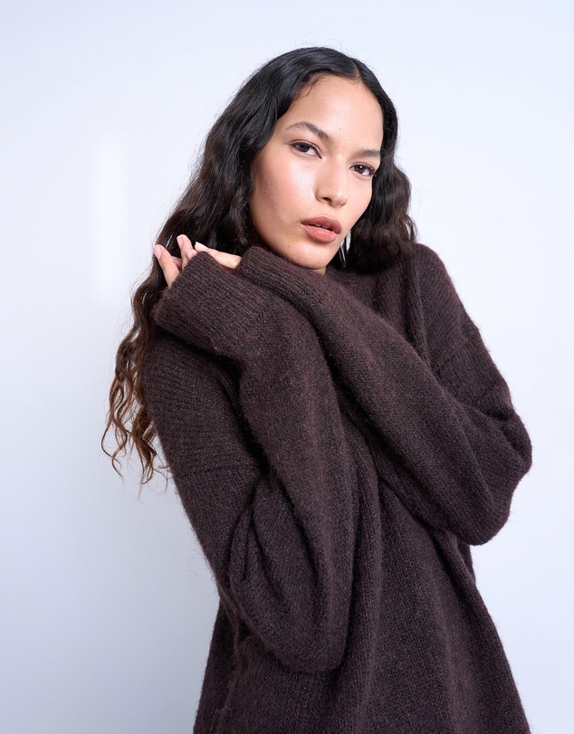 TOPSHOP - Knitted Boxy Fluffy Crew Neck Jumper