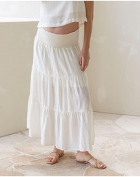 Angel Maternity - Ellie Maternity Shirred Maxi Skirt in White