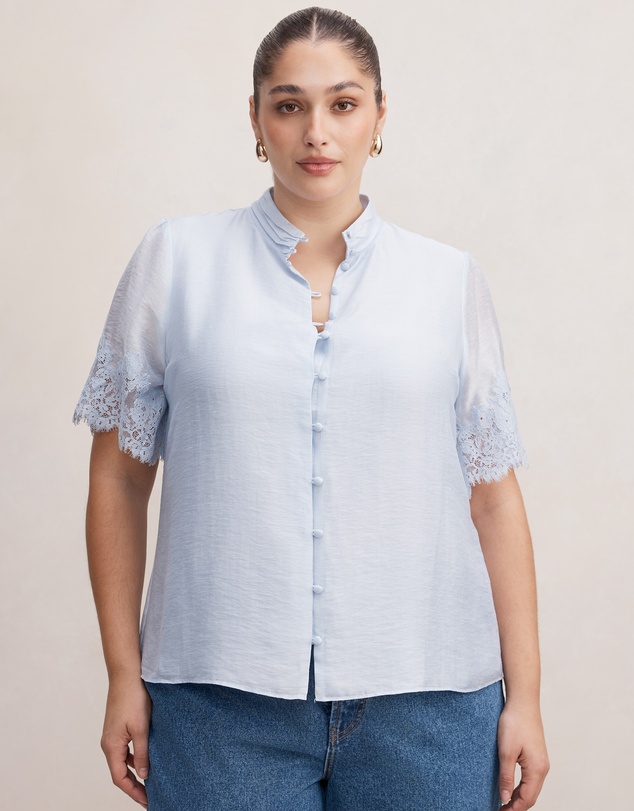 Forever New Curve - Ana Curve Lace Detail Blouse