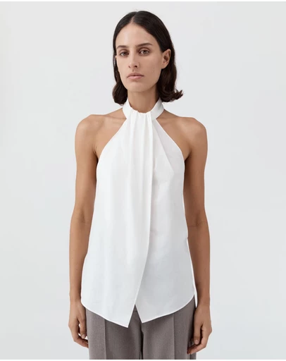 St. Agni - Oxford Halter Tie Back Top
