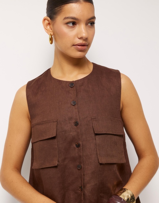 AERE - Patch Pocket Relaxed Linen Tank