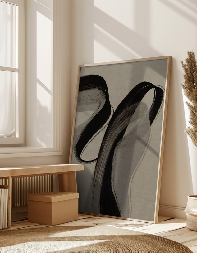 Olive et Oriel - Gray And Black Strokes No 5 by Treechild Art Print