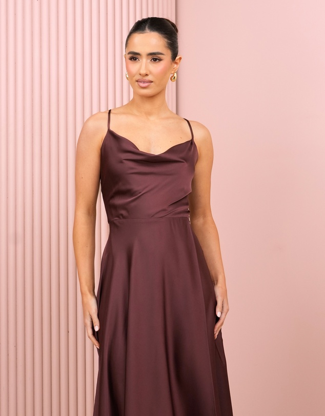 Azzurielle - Quinby Cowl Neck Satin Gown