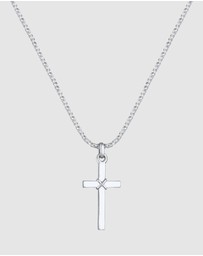 Kuzzoi - ICONIC EXCLUSIVE - Necklace Men Cross Flat Cord 925 Sterling Silver