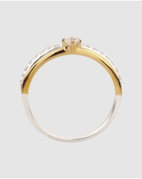 Elli Jewelry - Ring Women Engagement Elegant Zirconia 925 Sterling Silver Gold Plated Bicolor