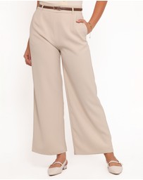 Petal & Pup - Ceres Belted Wide Leg Pant - Stone