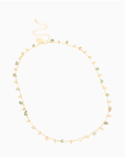Lovisa - Gold Plated Multicoloured Semi Precious Stone Droplet Necklace