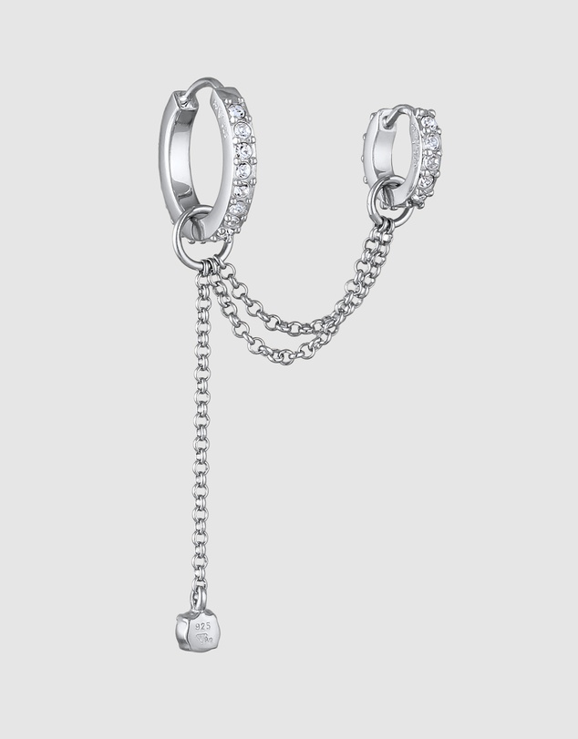 Elli Jewelry - Earrings Earcuff Single with Crystals 925 Sterling Silver