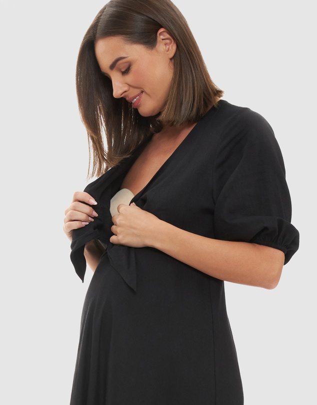Ripe Maternity - Camille Tie Front Linen Dress