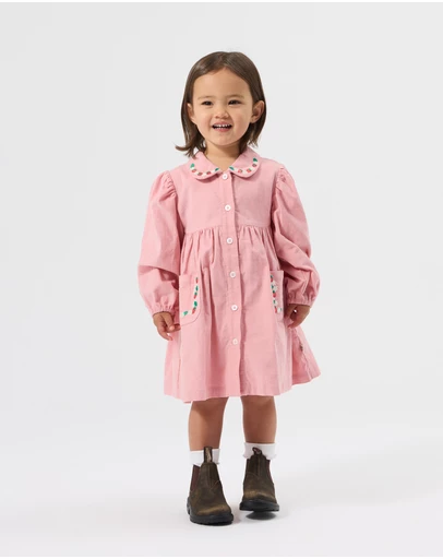 Goldie + Ace - Wild Strawberry Corduroy Collar Dress - Babies-Kids