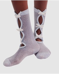 High Heel Jungle - Lurex Velvet Bow Socks