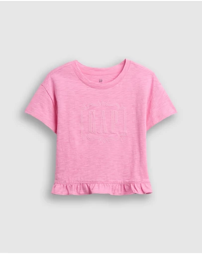 GAP - SS Ruffle Hem Logo Tee - Babies-Kids