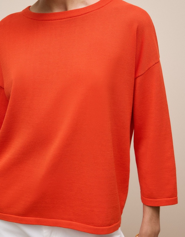 Trenery - Cotton Silk Crew Knit in Fiesta Red