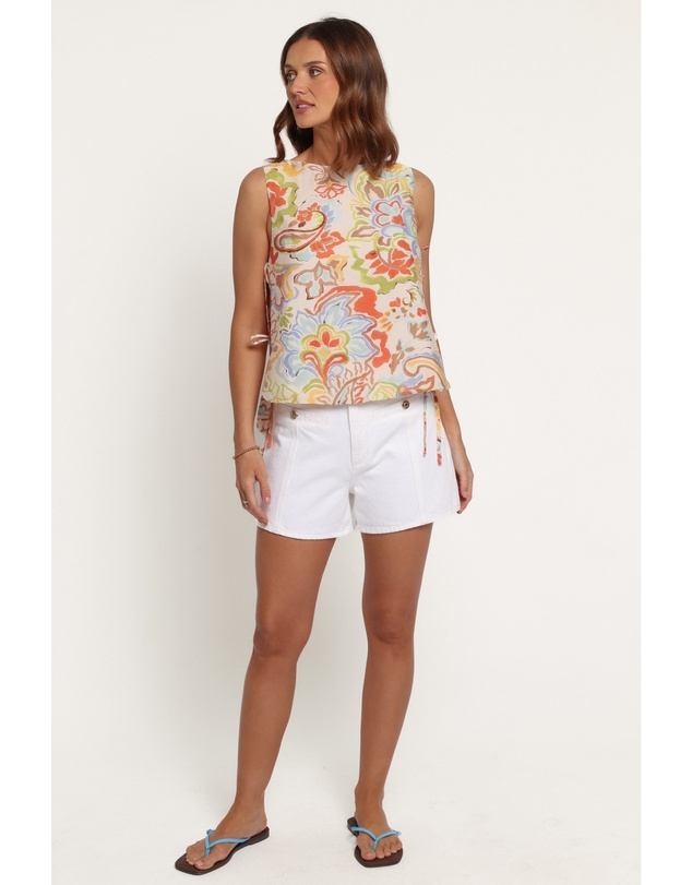 Petal & Pup - Bryson Side Tie Top - Green Blue Paisley
