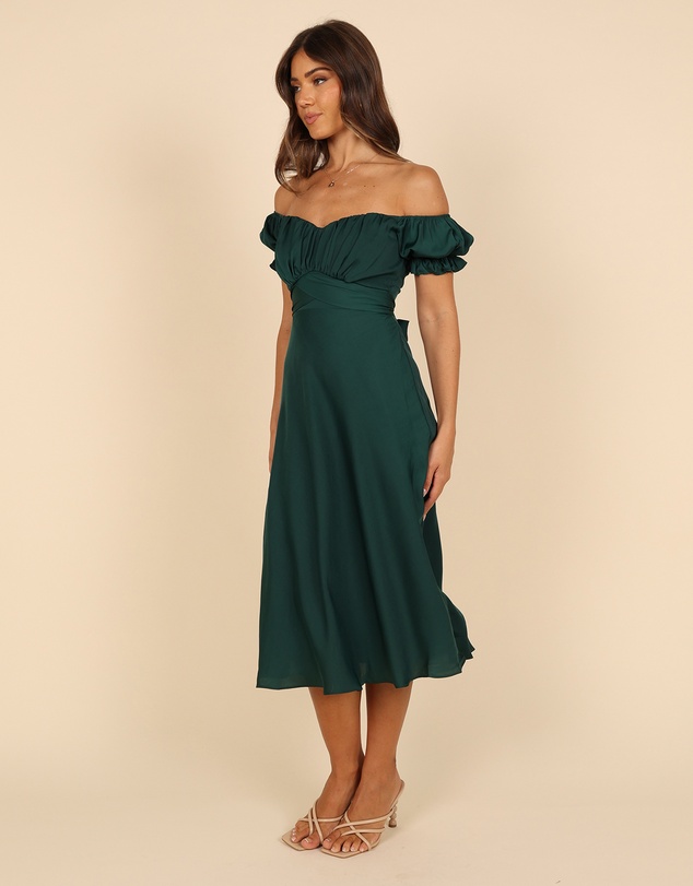 Petal & Pup - Mickenna Sweetheart Frill Midi Dress - Emerald