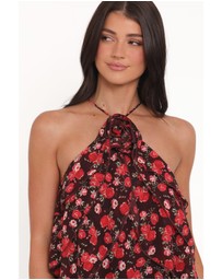 Petal & Pup - Zorina Halter Neck Chiffon Top - Brown Floral
