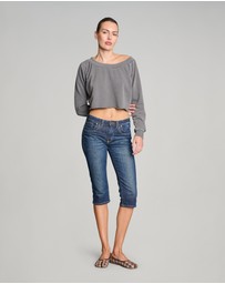 Love and Nostalgia - Weekender Crop Sweat - Pigment Black