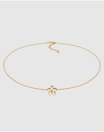 Elli Jewelry - Necklace Choker Flower Nature 925 Sterling Silver Gold-Plated