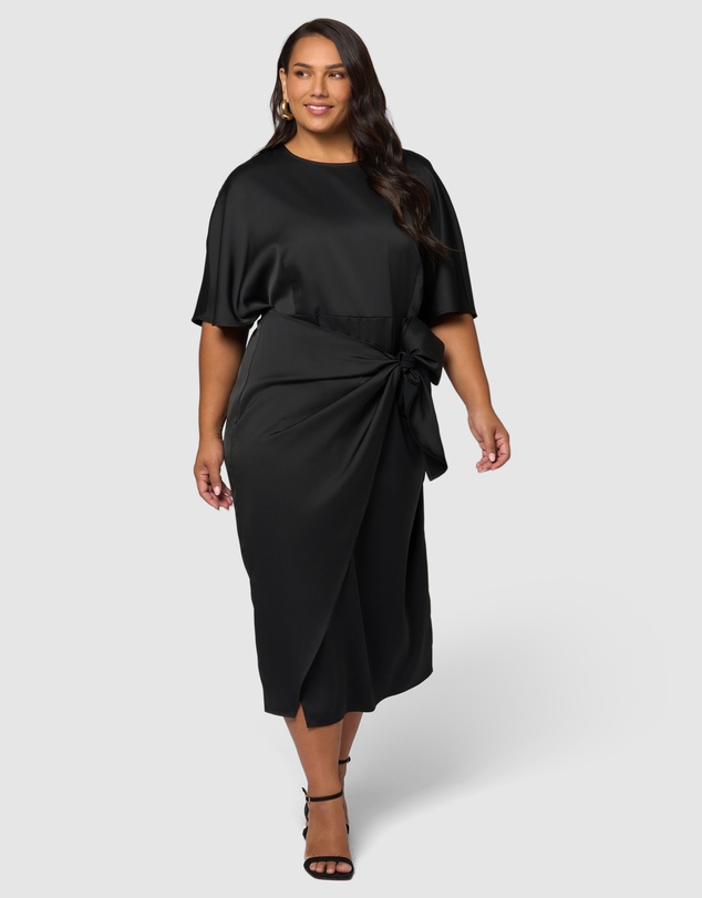 Pink Dusk by Curve Project - Act Up Satin Midi Dress