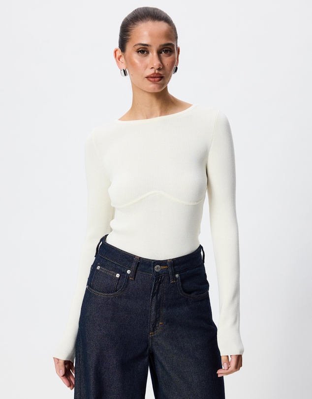 Tussah - Gabrielle Crew Neck Long Sleeve Compact Knit Top