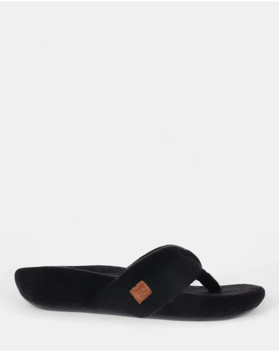 Mia Vita - Cozy Toe Post Slipper - Black