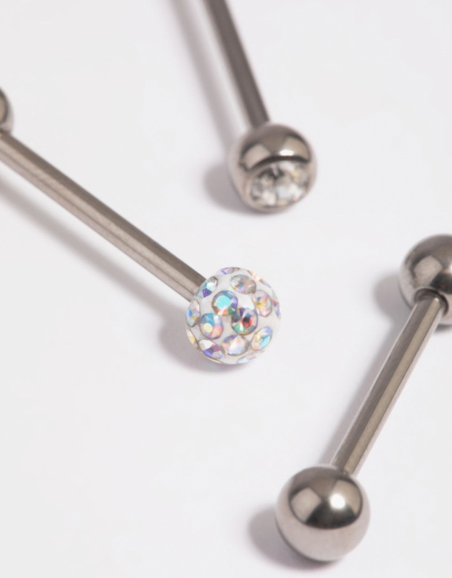 Lovisa - Titanium Pave Tongue Rings