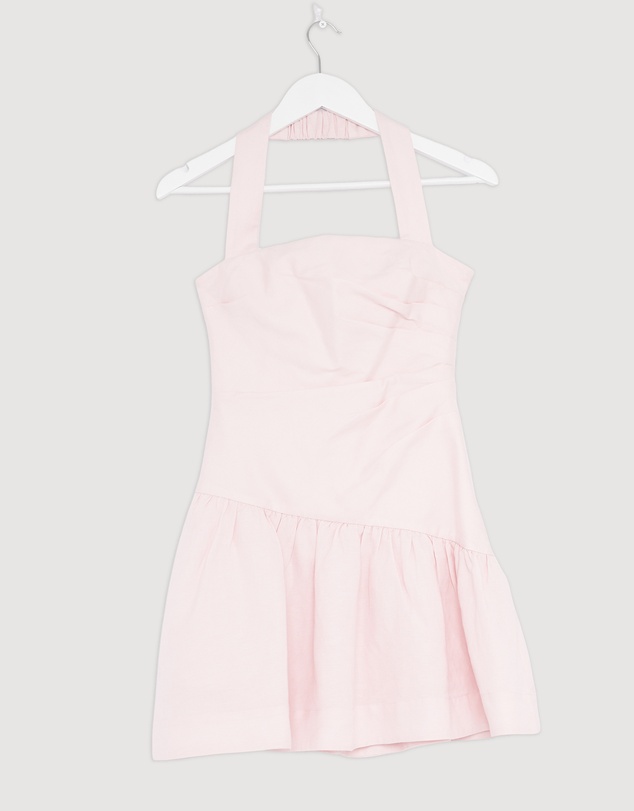 Revibe - Repaired Shona Joy Gigi Halter Draped Mini Dress - AU 6