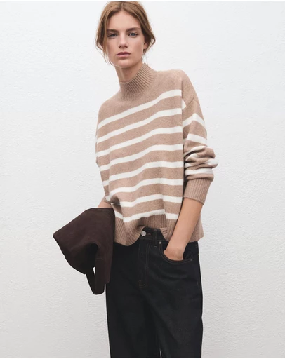 M.N.G - Oversized Striped High-Neck Jumper