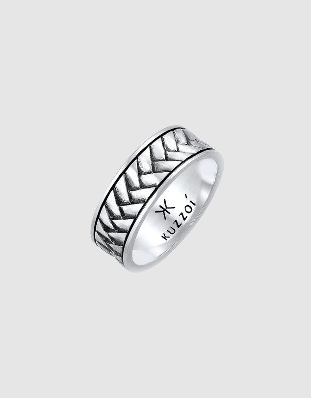 Kuzzoi - ICONIC EXCLUSIVE - Braided Band Ring in Oxidised 925 Sterling Silver
