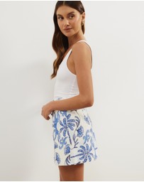 Atmos&Here - Isla Linen Blend Button Up Mini Skirt