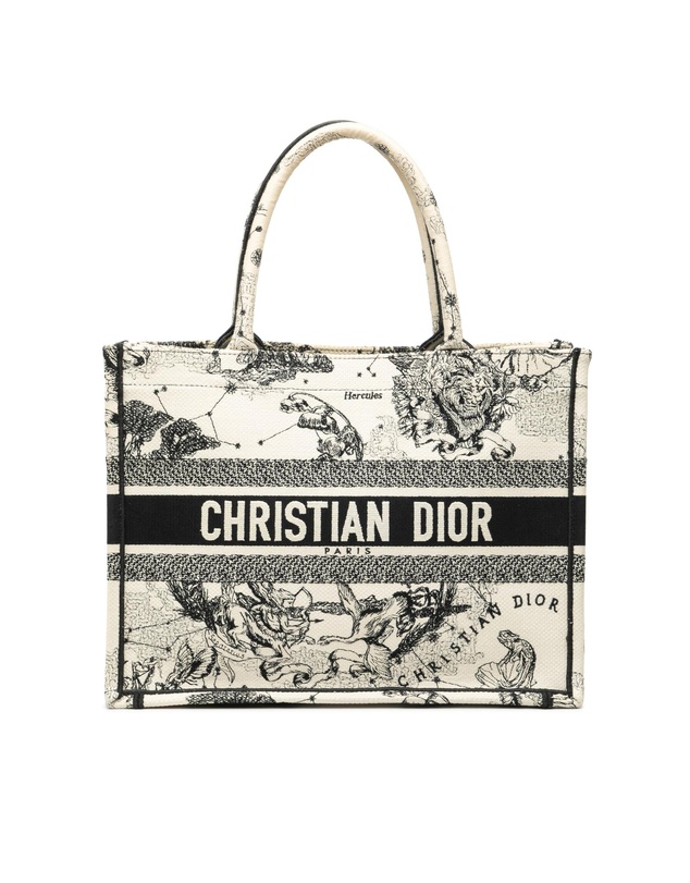 Pre-Loved by Azura Reborn - Pre-Loved Medium Canvas Embroidered Zodiac Toile De Jouy Book Tote