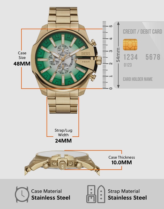 Diesel - Mega Chief Slim Gold Tone Analogue-Chronograph Watch