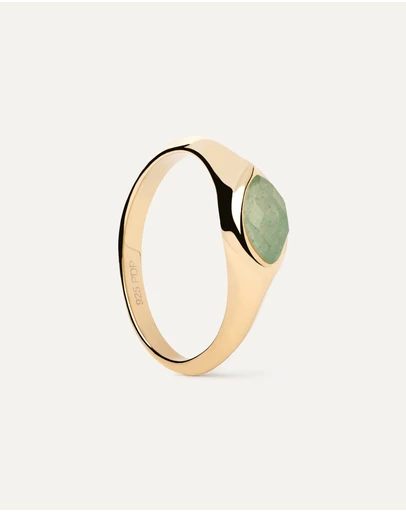 PDPAOLA - Green Aventurine Nomad Stamp Ring