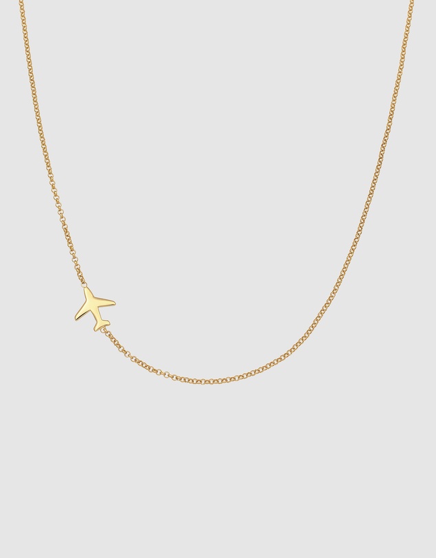 Elli Jewelry - Aeroplane Travel Necklace in Gold-Plated 925 Silver