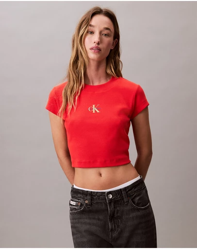 Calvin Klein Jeans - Monogram Logo Ribbed Baby Tee