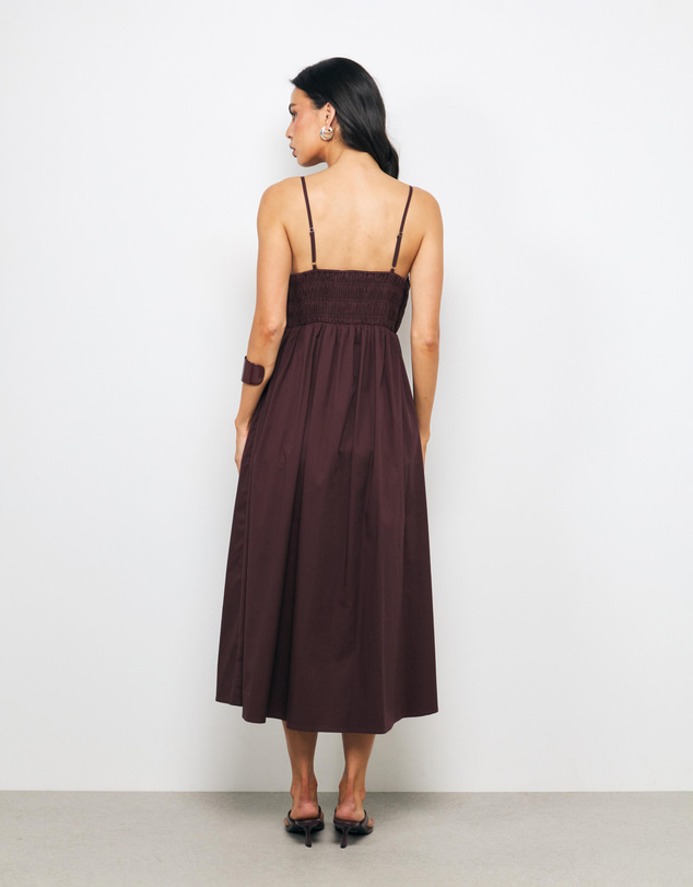AERE - Tansy Shirred Bodice Midi Dress