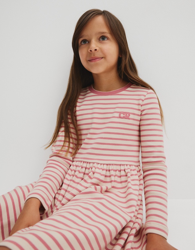Country Road - Long Sleeve Gathered Rib Dress