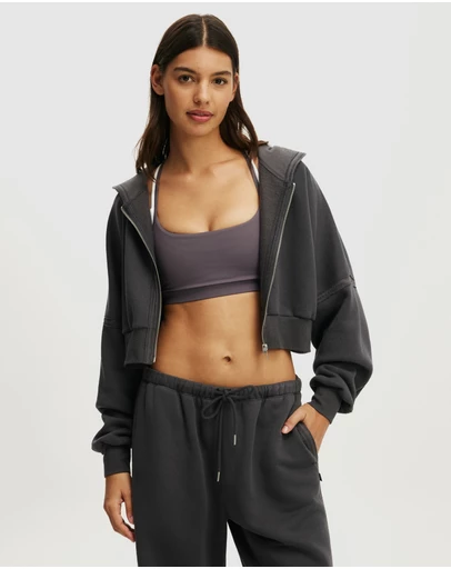 Cotton On Body Active - Active Raw Edge Zip Through Hoodie