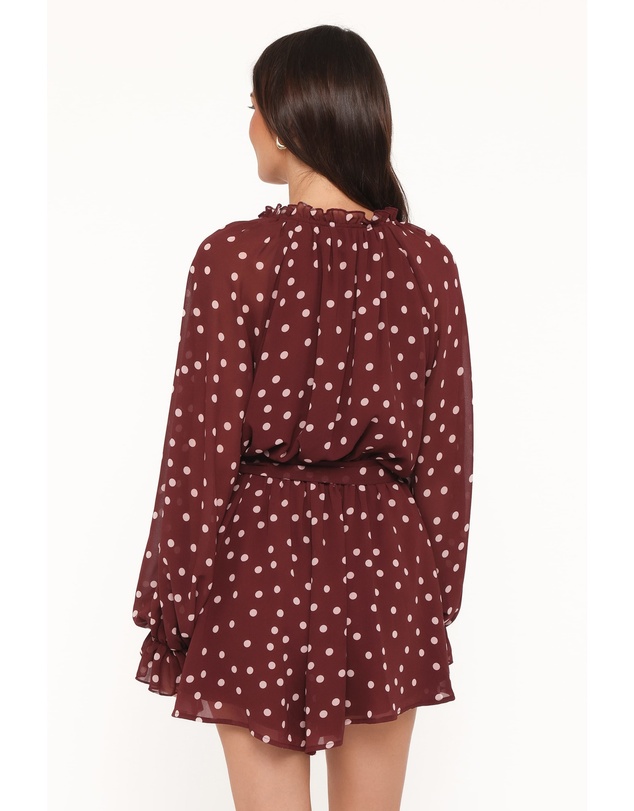 Petal & Pup - Michelle Playsuit - Burgundy Polka Dot