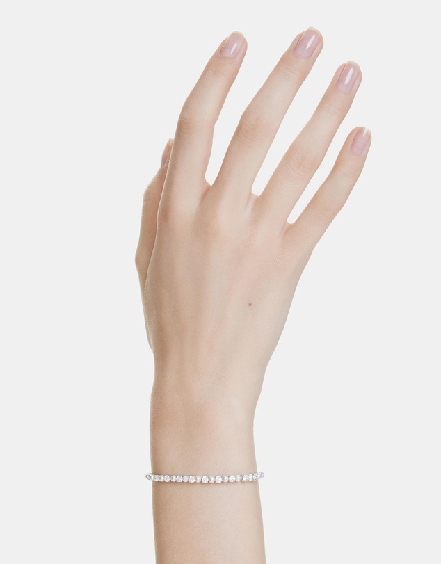 Swarovski - Matrix bracelet, Crystal pearl, Round cut, White, Rhodium plated