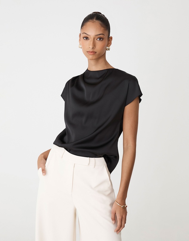 Forcast - Zafina Pleated Draped Top